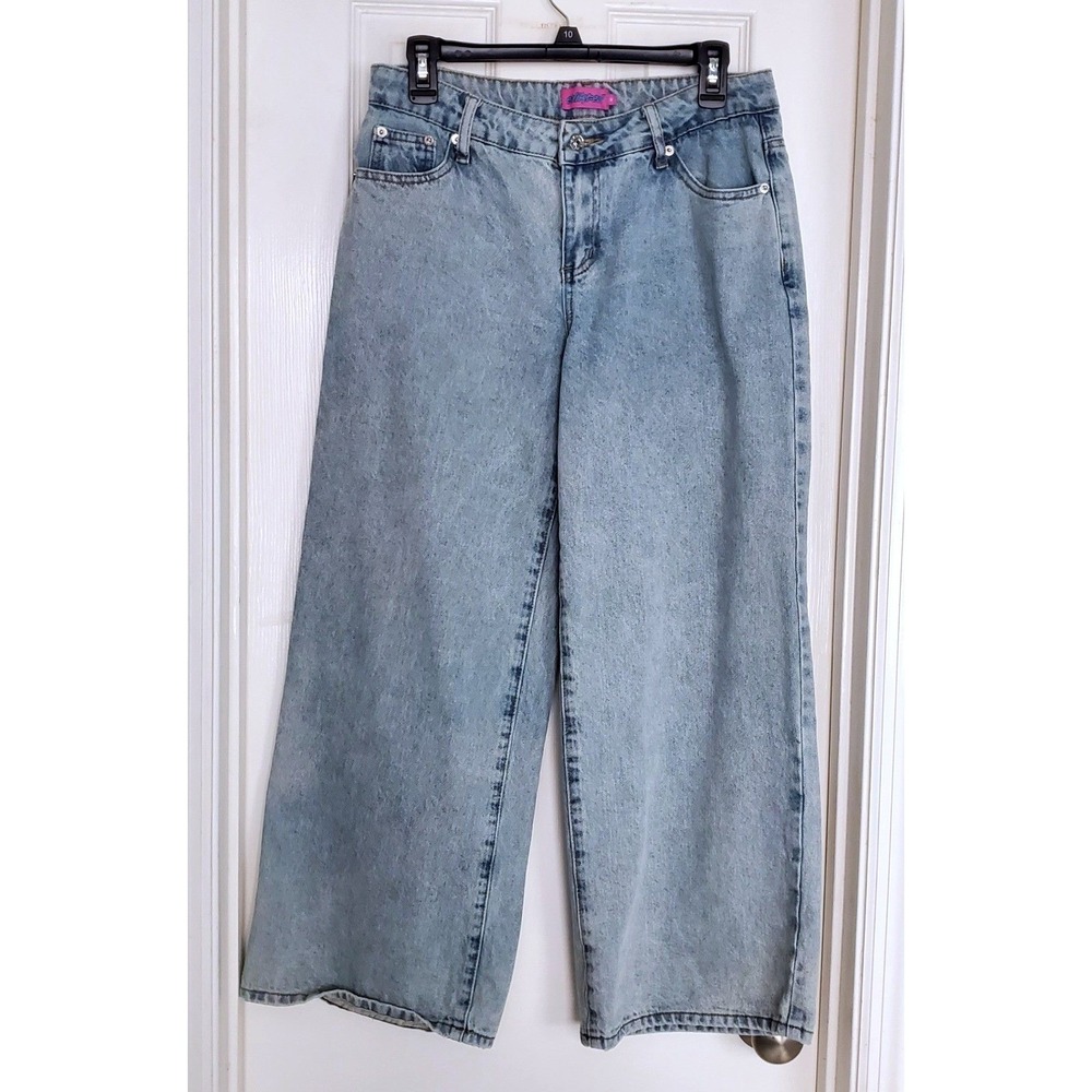 Edikted Light Wash High Waisted Wide Leg Baggy Jeans Light Blue Size 10